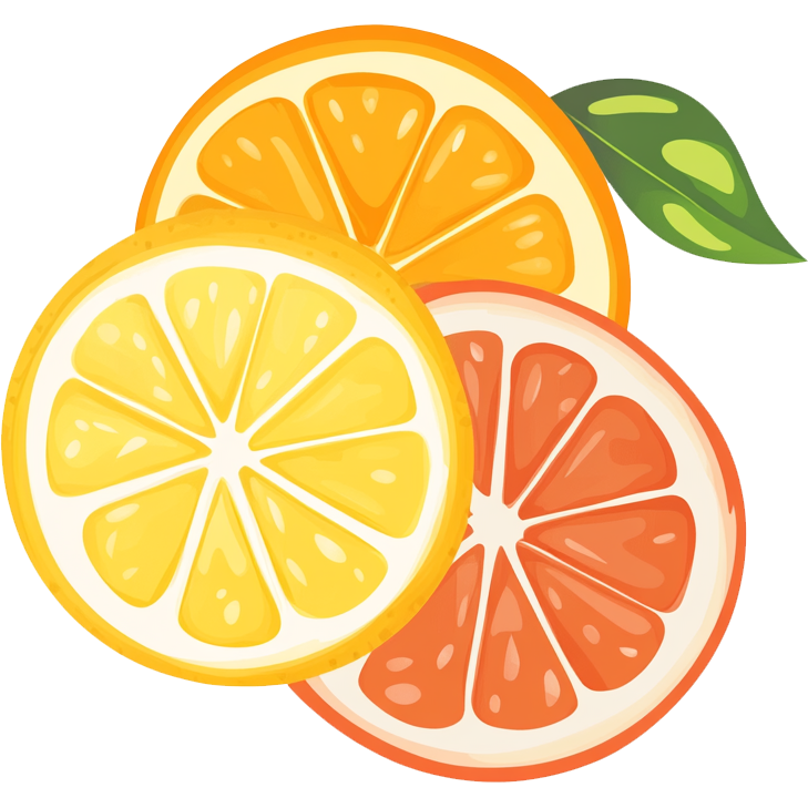 Minimalistic citrus fruit slices icon symbolizing zesty and tangy cannabis strains